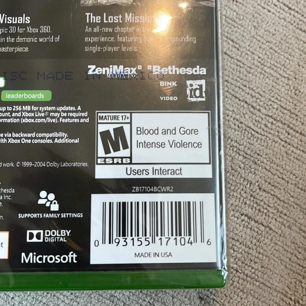 Xbox one 360 doom 3 bfg edition video game